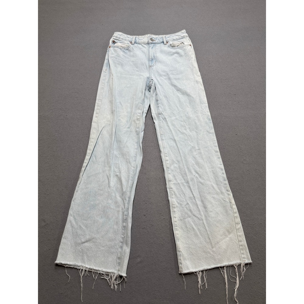 Garage Wide Leg Jeans Women's 7/28 Blue Light Wash Baggy High Rise Distressed